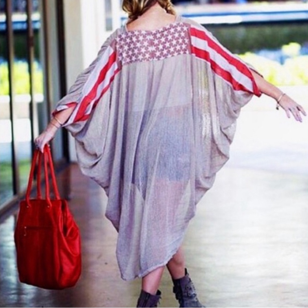 J4 American boho flag kimono OSFM